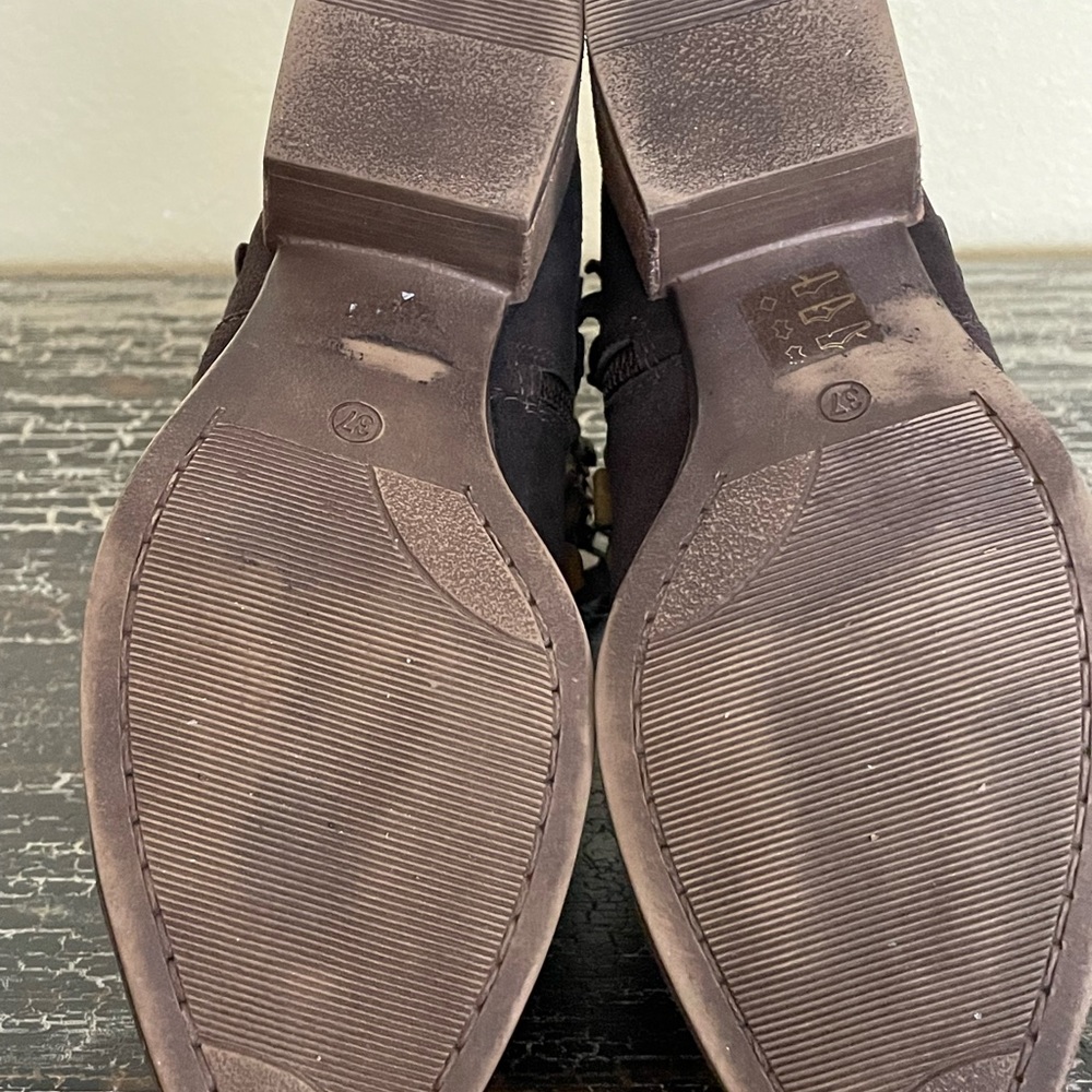 SHERIDAN MIA Sunflower Brown Suede Distressed Block Heel Boots Size 37/6.5 - Picture 12 of 16